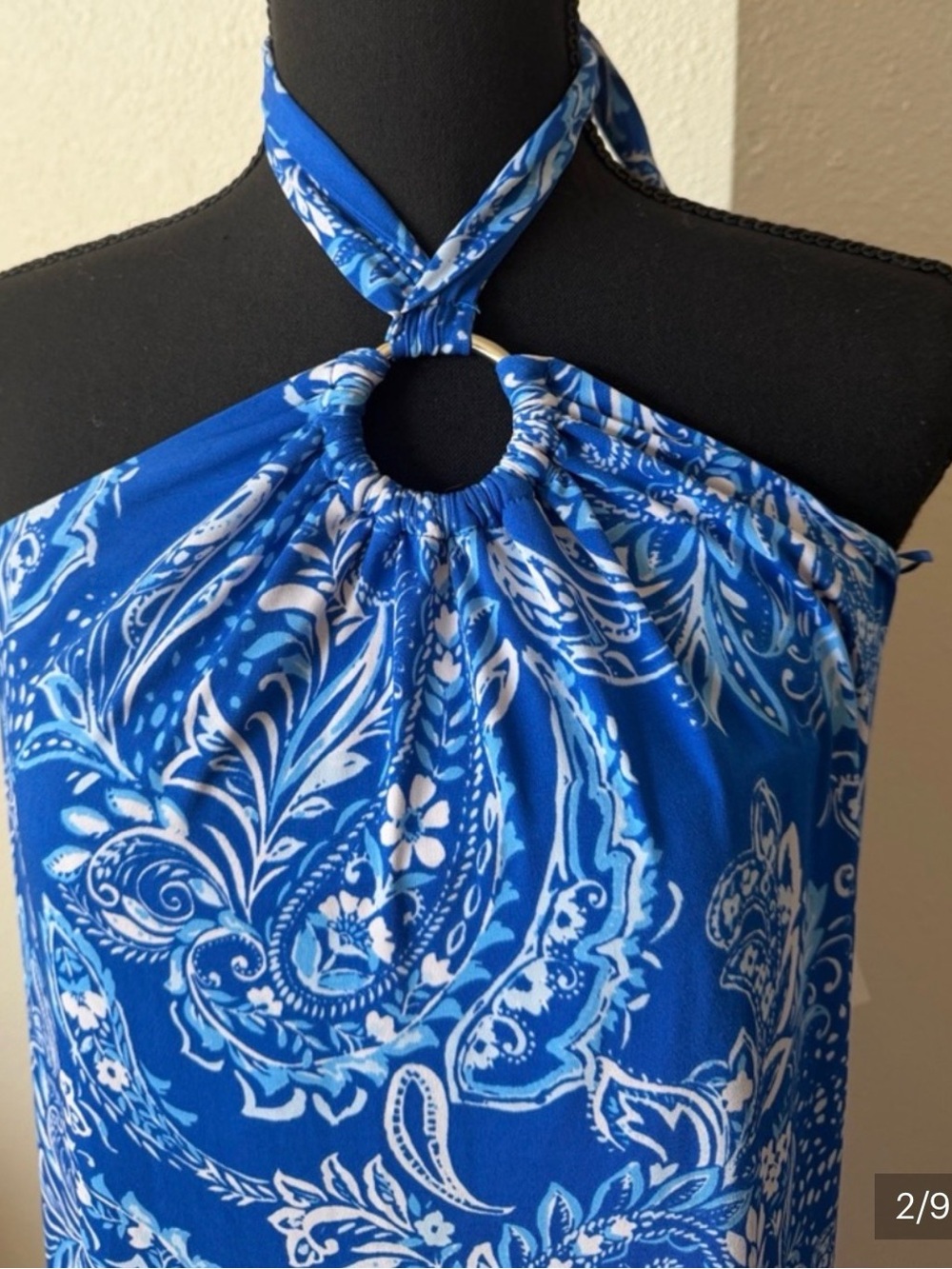 MSK Mediterranean Sea Blue and White Maxi Dress